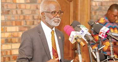 Papa Kwesi Nduom, Founder and President of Groupe Nduom, addressing the media in Accra . Picture: ELVIS NII NOI DOWUONA 