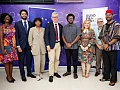Rune Skinnebach (4th from left), EU Ambassador to Ghana, with James Timothy Gardiner (right), Deputy Executive Secretary of the National Film Authority, Esiawonam Adisenu (3rd from left), Director of EUFF, and others after the launch