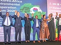Ahmed Ibrahim (left), Minister of Local Government, Chieftaincy and Religious Affairs, declaring the forum officially open. Standing in solidarity with him are Issifu Seidu (2nd from left), Minister of State, Climate Change and Sustainability; Kyongsig Park (3rd from left), Korean Ambassador to Ghana, Some dignitaries and other participants. Picture: ERNEST KODZI