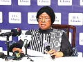 Justice Sophia Akuffo, fellow of the Institute of Economic Affairs, addresssing the media