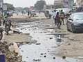 Broken portions of the Dr Busia Highway at Dansoman Junction. Picture: ESHER ADJORKOR ADJEI