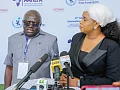 Dr John Machayi (left), President and CEO, Association of African Higher Education Financing Agency, and Dr Saajida Shiraz (right), CEO, Student Loan Trust Fund, explaining a point to the press. Picture: ELVIS NII NOI DOWUONA