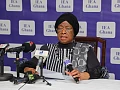 Justice Sophia Akuffo, fellow of the Institute of Economic Affairs, addresssing the media
