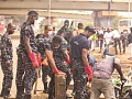  Personnel of the Ghana Police Service joined hands with community members to clear piled-up waste at Circle, Accra