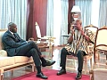 Makhtar Diop (left), Managing Director of the International Finance Corporation, in a conversation with President John Dramani Mahama 