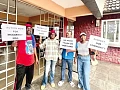 Some of the residents displaying placards during the demonstration