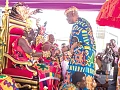 Osabarimba Kwesi Atta II (seated left), Omanhen of the Oguaa Traditional Area, welcoming King Tackie Teiko Tsuru II, Ga Mantse. Pictures: DOUGLAS ANANE-FRIMPONG 