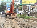 An excavator working on the drain. Picture: ESTHER ADJORKOR ADJEI