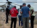 Rescue officials at the crash site in Samburu County