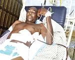 The victim, Bright Kofi Zokli, in hospital