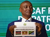 CAF chief Patrice Motsepe announces the host countries for the 2027 Africa Cup of Nations during a ceremony held in Cairo on September 27, 2023