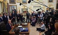 Trump took questions from the press in the Oval Office shortly after the announcement