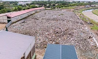 Aerial shot of the mountain of waste to be cleared at Agbogbloshie site