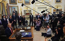Trump took questions from the press in the Oval Office shortly after the announcement