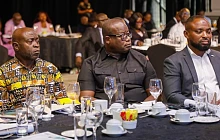 Theophilus Yartey (middle), Editor Graphic, Suleiman Mustapha (right), Editor, Graphic Business, and a participant during the Graphic/Stanbic Bank Breakfast Meeting. Picture: ELVIS NII NOI DOWUONA
