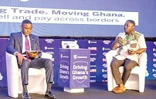 Dr Paa Kwesi Eduaful Abaidoo (right), Sustainability Manager, Miniplast LTD, explaining a point at the Graphic Business/Stanbic Bank Breakfast Meeting. Picture: ELVIS NII NOI DOWUONA