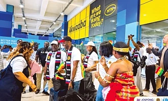 The scholars being welcomed on their arrival at the Accra International Airport