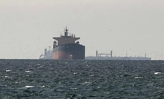 Stock photo of cargo ships near the Strait of Hormuz