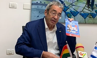 Roey Gilad, the sraeli Ambassador to Ghana, Liberia and Sierra Leone addressing the press