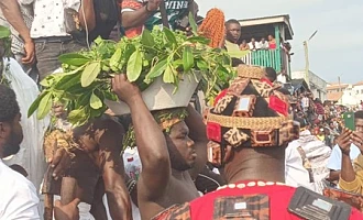 The rites are performed to lift the ban on fishing in the Benya lagoon