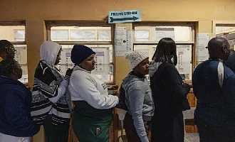 Queues were seen at polling stations during a chilly morning in the capital, Lusaka