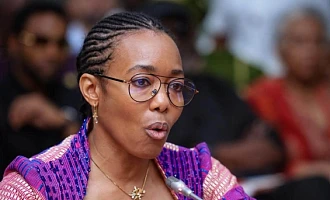 Dr Zanetor Agyeman-Rawlings, Minister of Environment, Science and Technology designate, taking the oath. Picture: ELVIS NII NOI DOWUONA