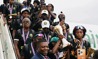 WAFCON 2026 champions Cameroon were greeted by thousands of joyous supporters on their return to Yaounde on Monday