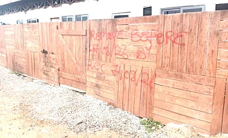 A notice scribbled on ULA Beach Resort walls