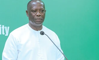 Emmanuel Armah-Kofi Buah, Minister of Lands and Natural Resources, addressing the press in AccraExecutive Branch