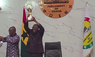 Speaker Bagbin receives Democracy Cup trophy ahead of Kotoko-Hearts clash