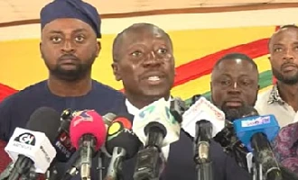 Alexander Afenyo-Markin, Minority Leader and his colleagues addressing the press in Accra