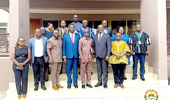 Nortsu-Kotoe Kwasi Peter (5th from left), Chairman, Select Committee on Education, with Paul Adjei (3rd from right), Administrator of GETFund, other members of the committee and other dignitaries after the event