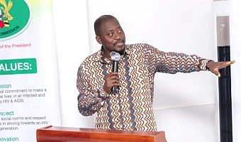 •Dr Fred Nana Poku, Director, Technical Services of the Ghana AIDS Commission making a presentation at the capacity building programme for media personnel