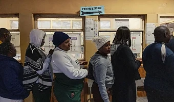 Queues were seen at polling stations during a chilly morning in the capital, Lusaka