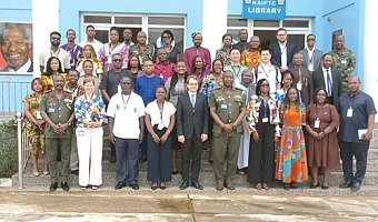 The partners with dignitaries and programme heads after the event