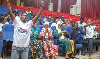 Mood of the supporters of Accra Technical University (ATU) after the final results. Picture: BENEDICT OBUOBI