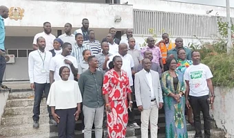 Prof. Nana Ama Brown Klutse (3rd from left, front row), Chief Executive Officer of the EPA, and Joseph Nelson (3rd from right, front row), the Western Regional Minister, with other officials after the courtesy call