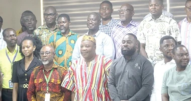 Christopher Nana-Banyin Yalley (3rd from right), Deputy Executive Secretary of the Energy Commission; Rev Harry Nii Kwatei Owoo (middle), Chief Director, Greater Accra Regional Coordinating Council, and Kankam-Boadu (3rd from left) from the Office of the Head of the Local Service with other participants in the workshop. Picture: ESTHER ADJORKOR ADJEI.